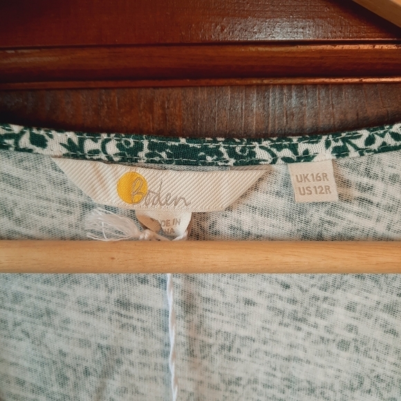 🛍 NWT Boden V-neck Jersey Mini Dress dark green white print D0555 BGR size 12 - Picture 8 of 10